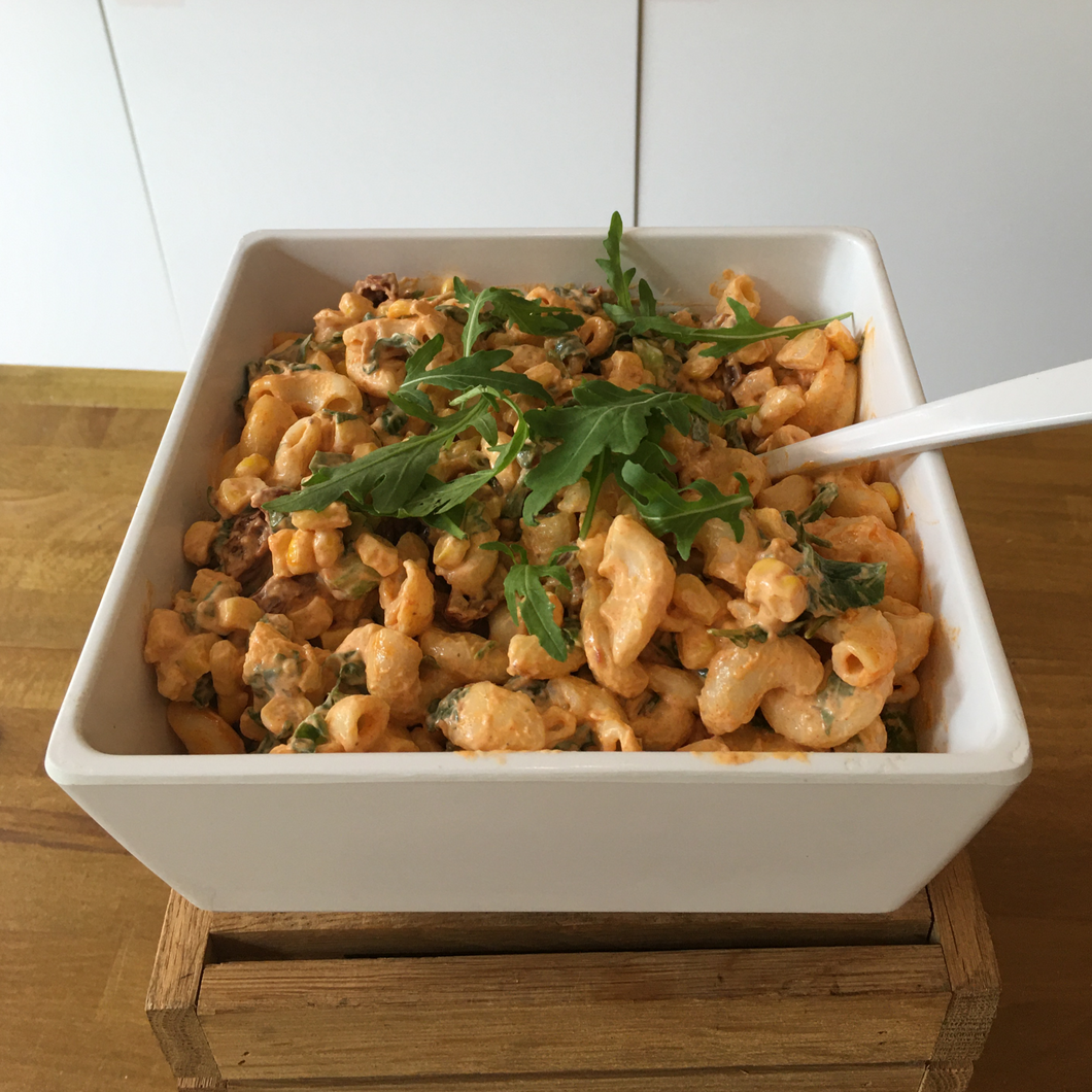 Tomato and sweetcorn pasta salad
